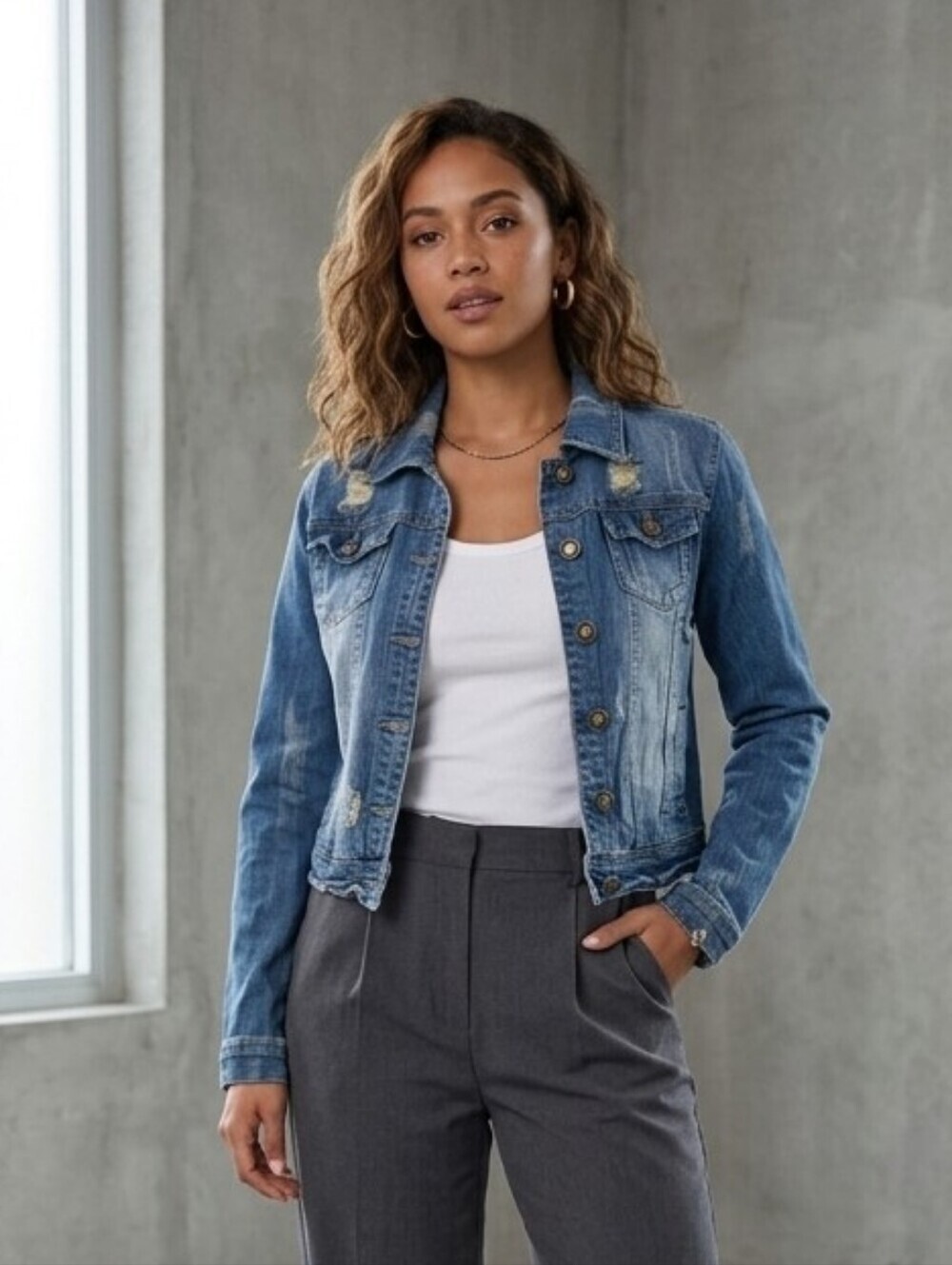 Jou Jou jean jacket sz small Distressed